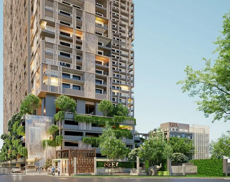 Entrance gate and landscaped approach at the proposed Kokapet project